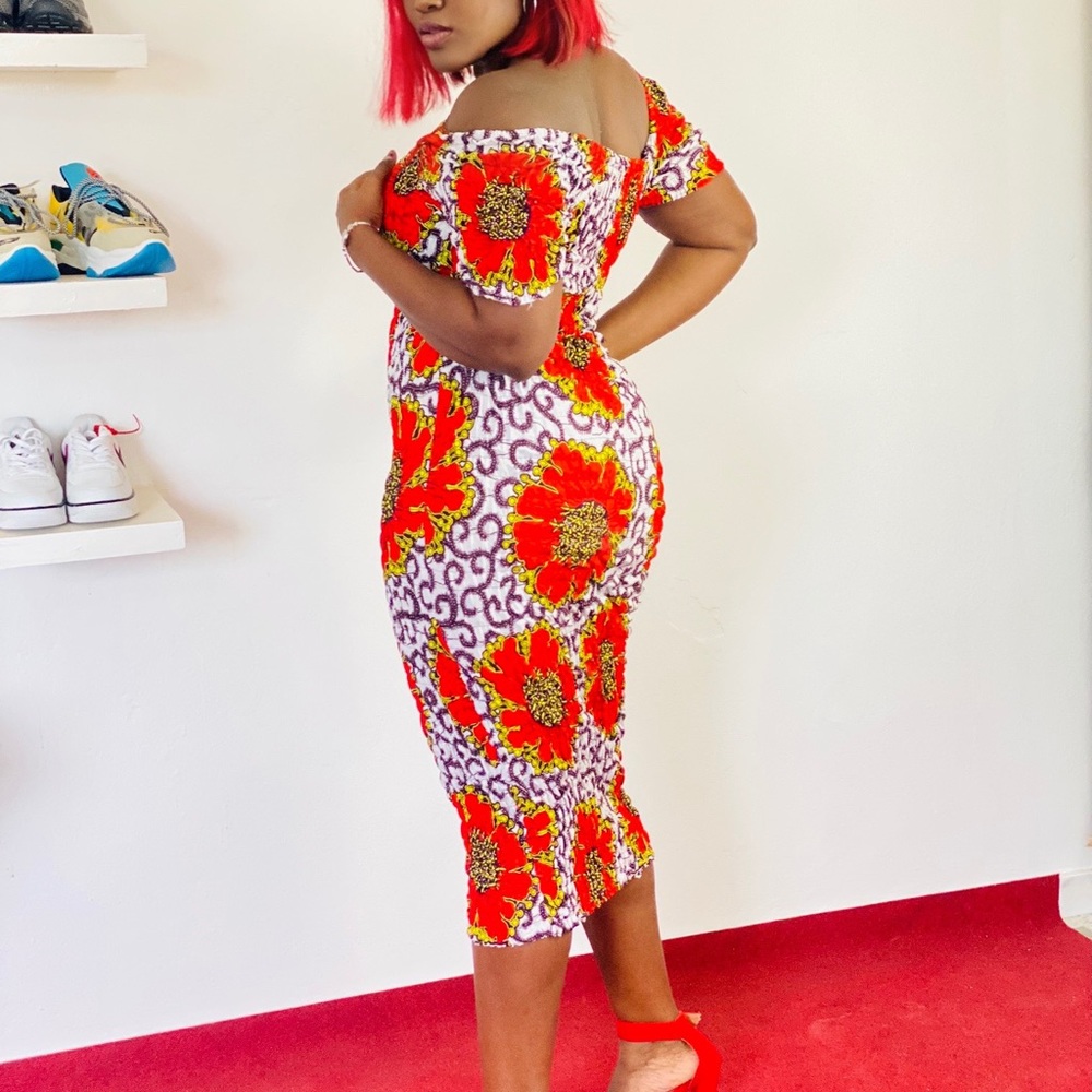 Ankara bodycon dress, authentic african Ankara